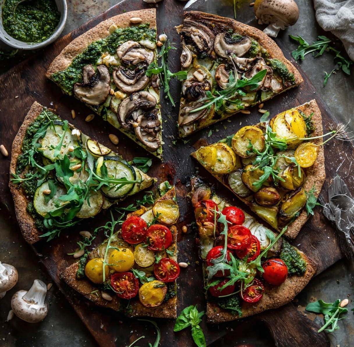 Potato and Red Pesto Pizzettas