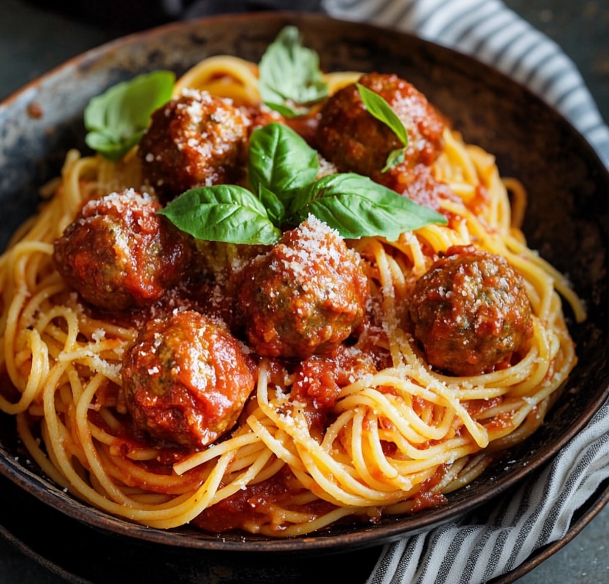 Vegan Spaghetti Marinara with Lentil Balls