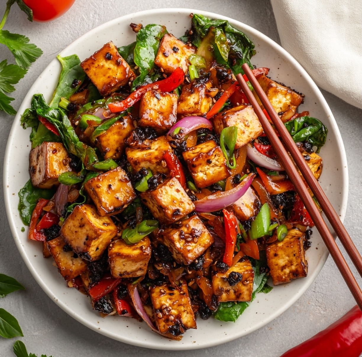 Stir-Fried Black Bean Tofu