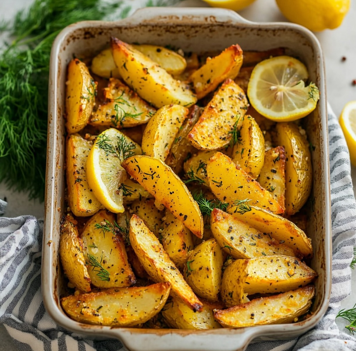 Baked Greek Lemon Herb Potatoes