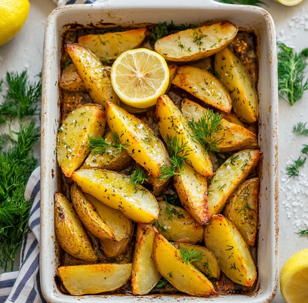 Baked Greek Lemon Herb Potatoes