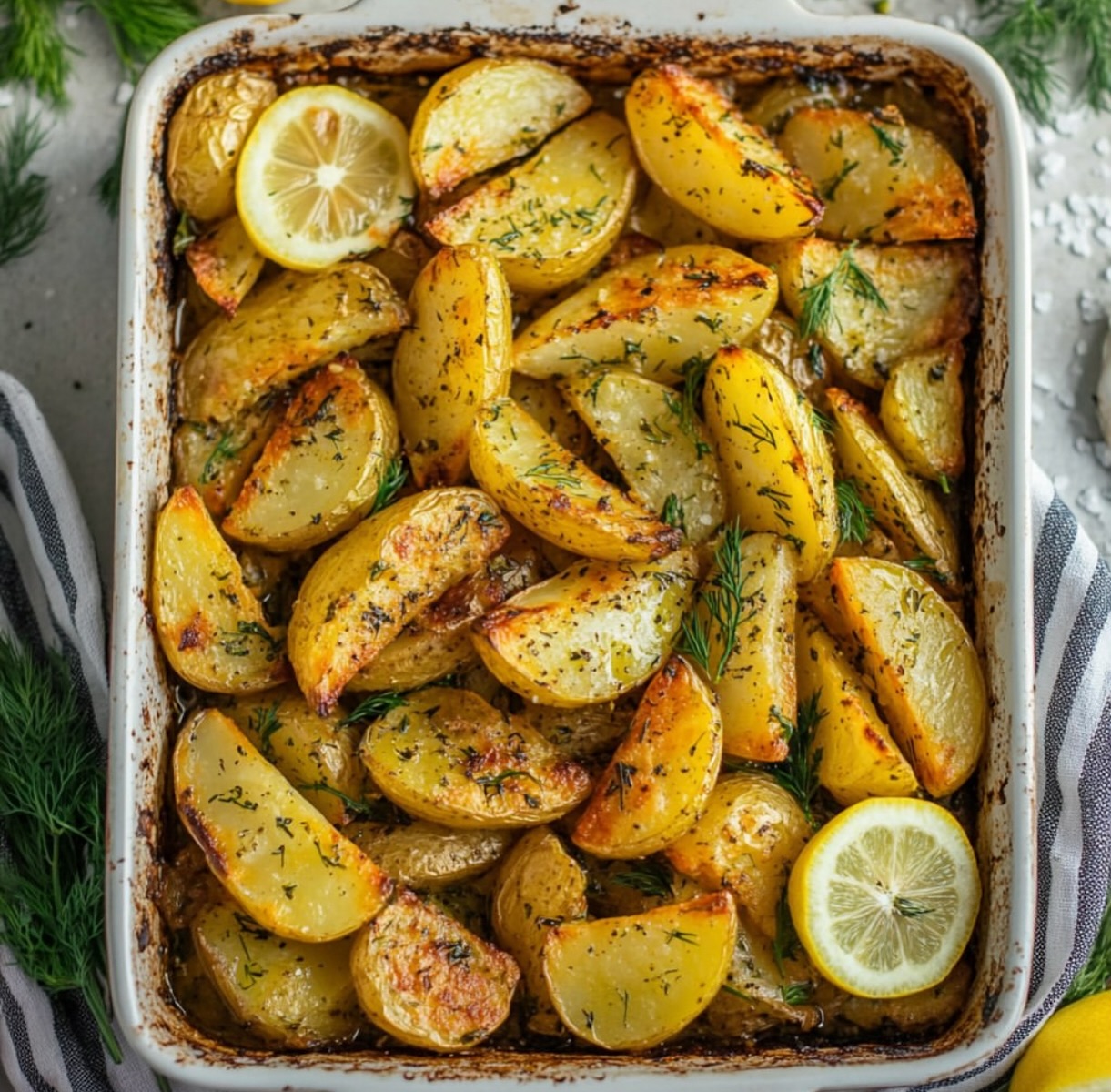 Baked Greek Lemon Herb Potatoes
