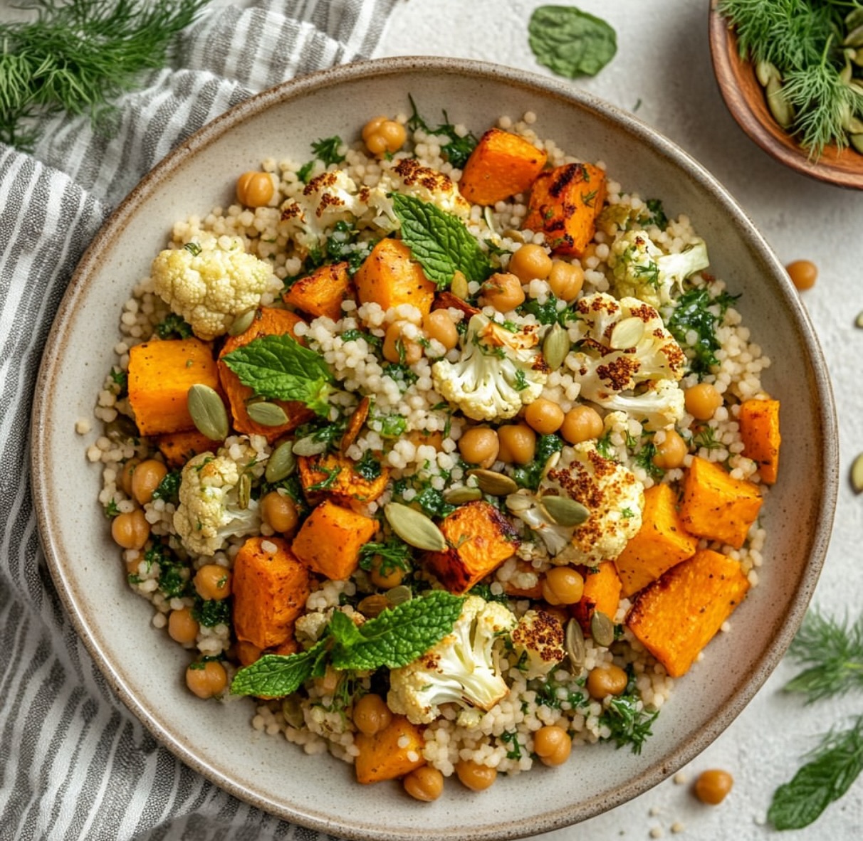 Cauliflower Sweet Potato Couscous Salad
