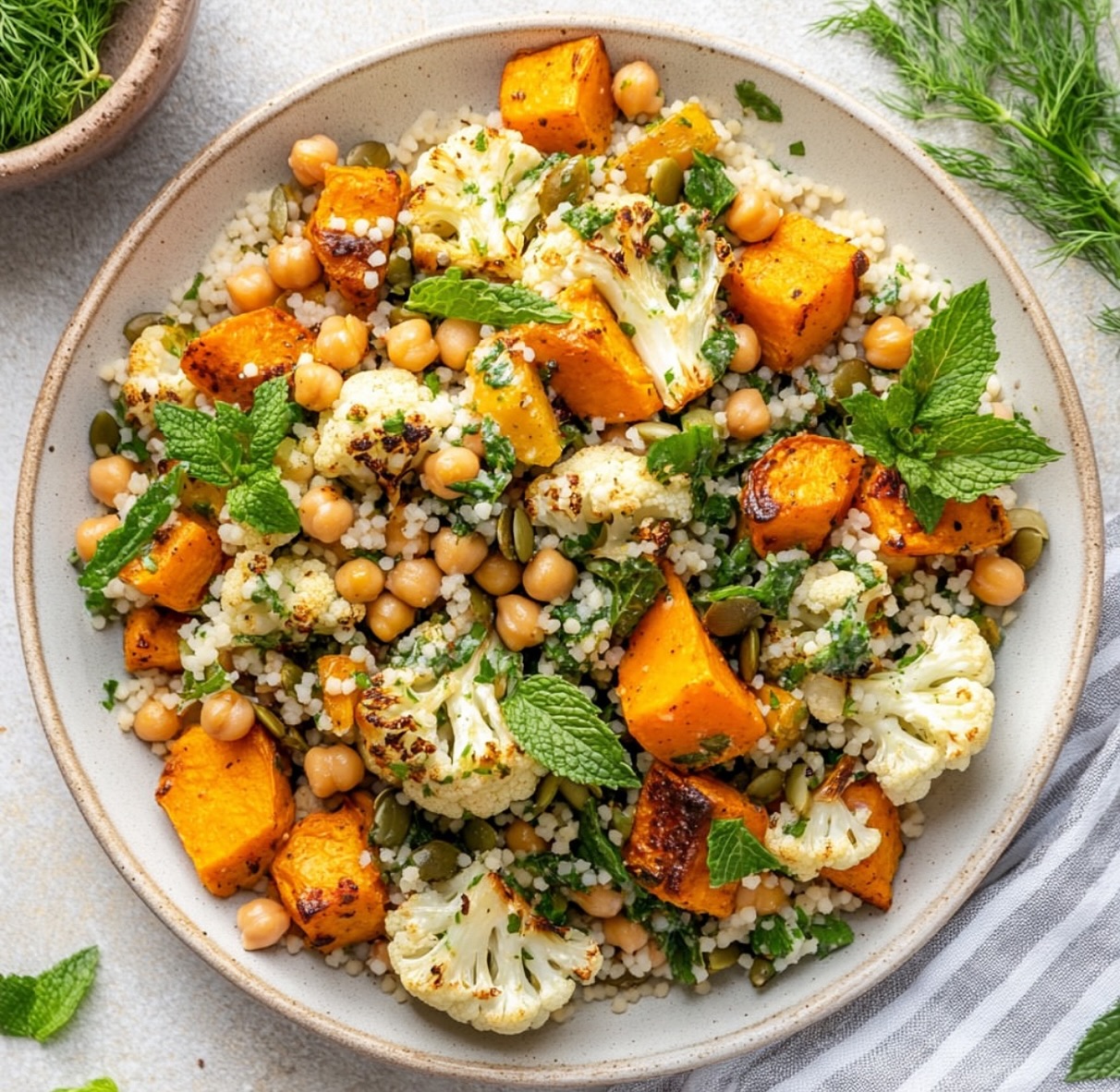 Cauliflower Sweet Potato Couscous Salad