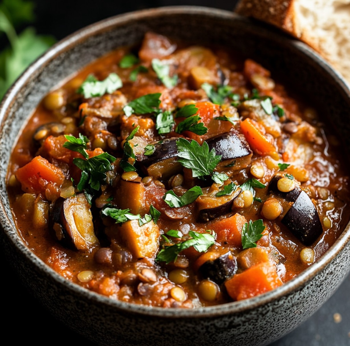 Vegan Eggplant and Lentil Stew