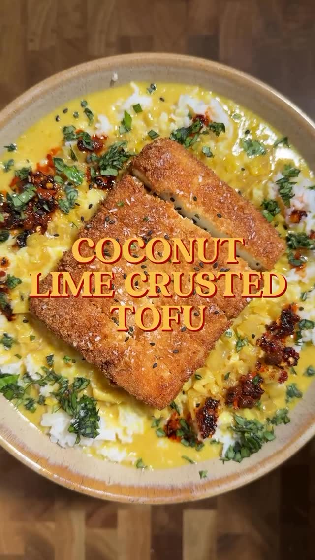Coconut Lime Crusted Tofu with Thai Curry