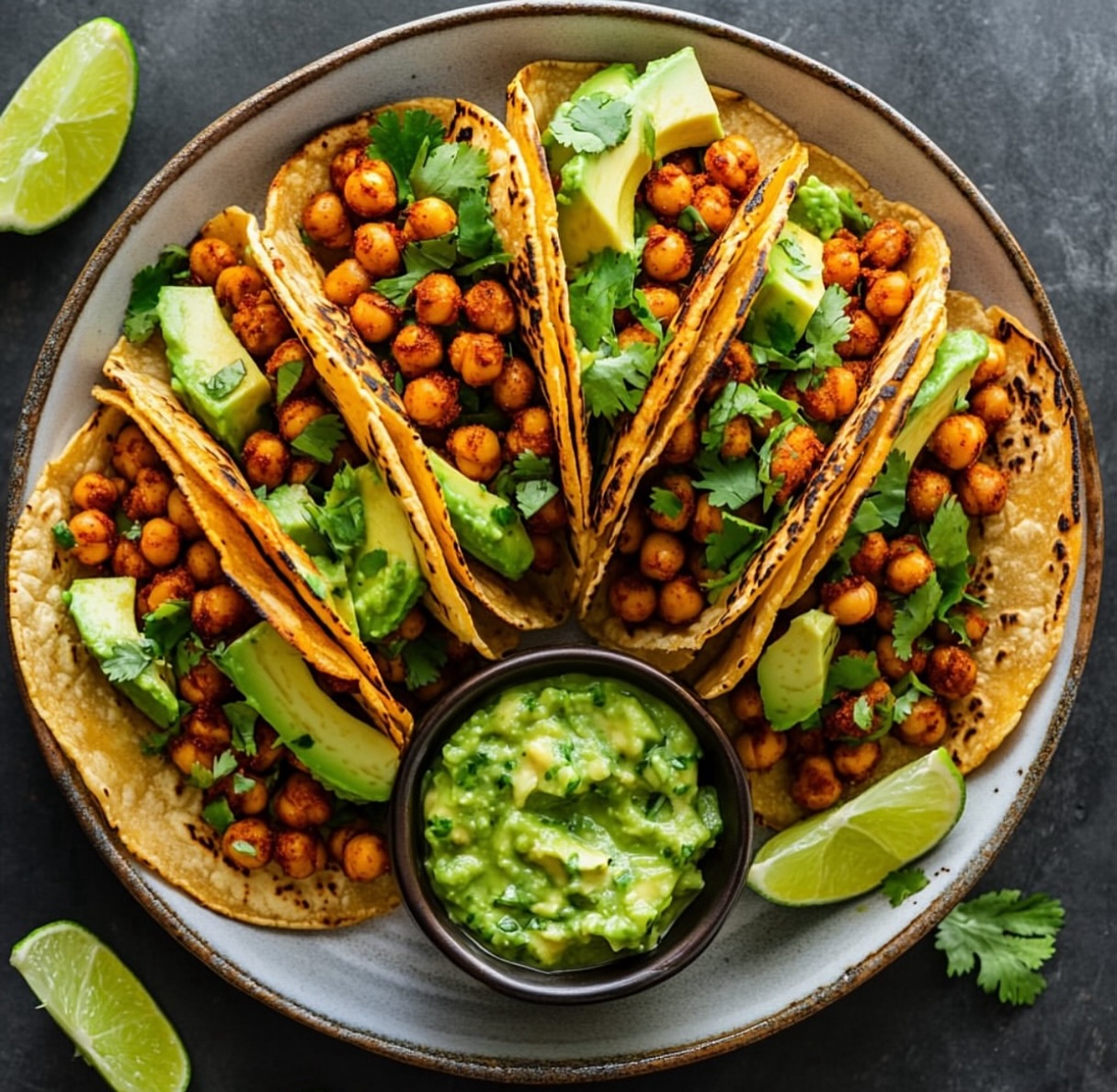 Spiced Chickpea Tacos with Cilantro Pesto