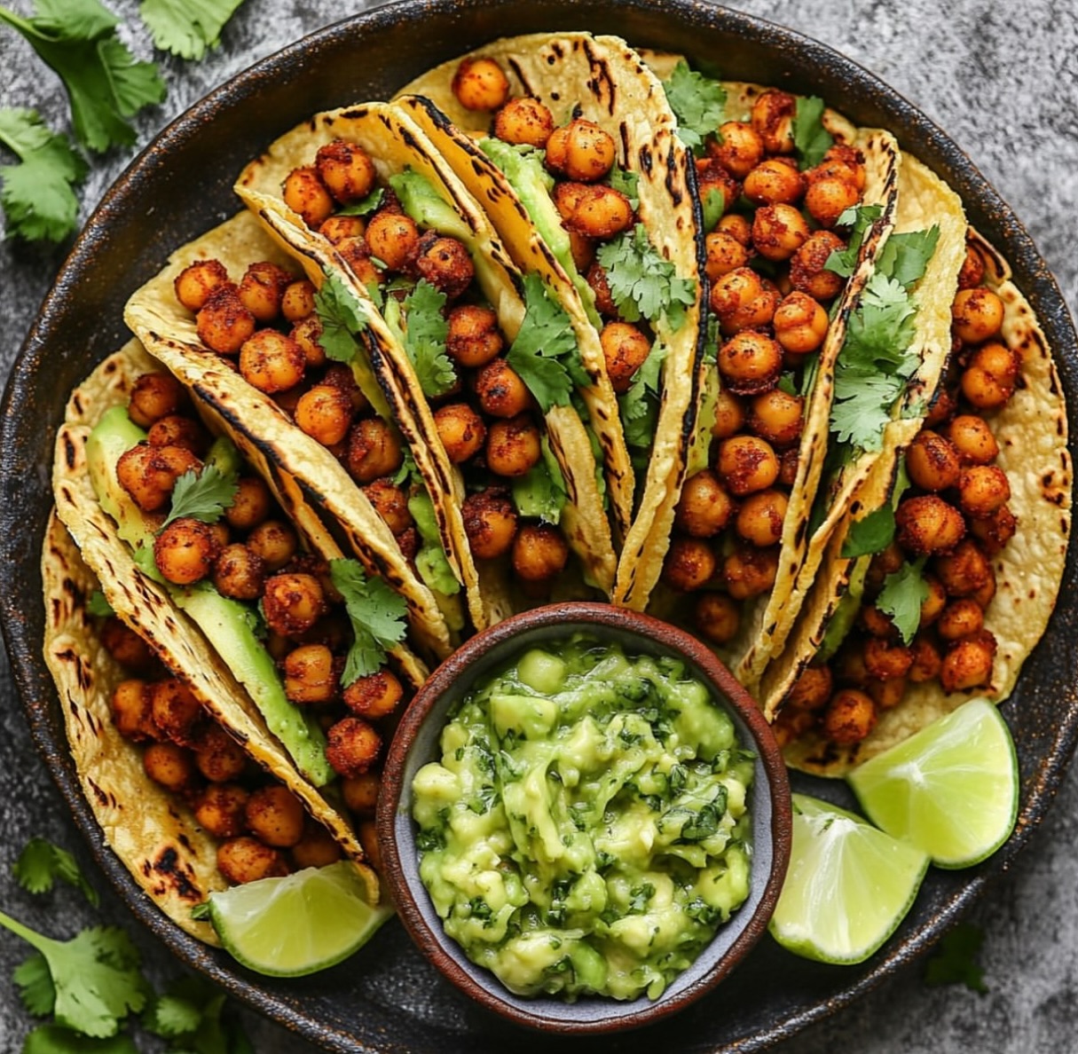 Spiced Chickpea Tacos with Cilantro Pesto