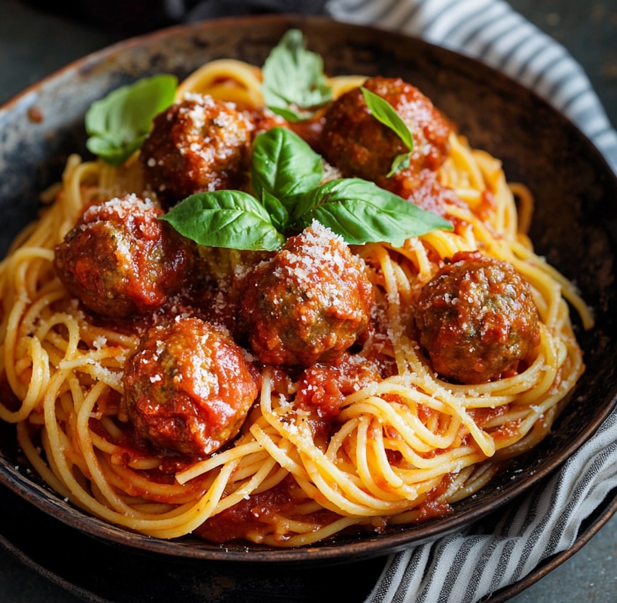 Vegan Spaghetti Marinara with Lentil Balls