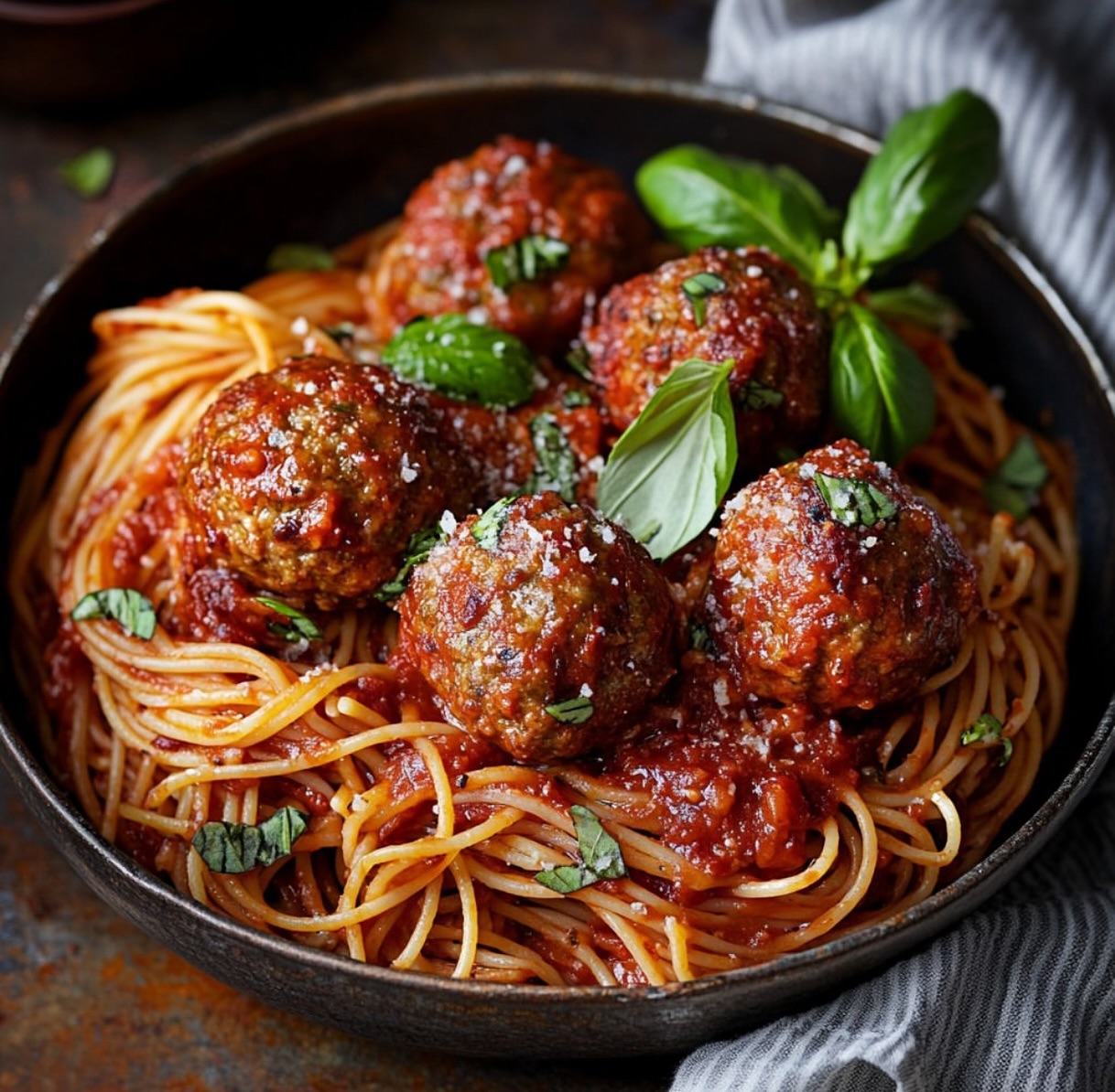 Vegan Spaghetti Marinara with Lentil Balls