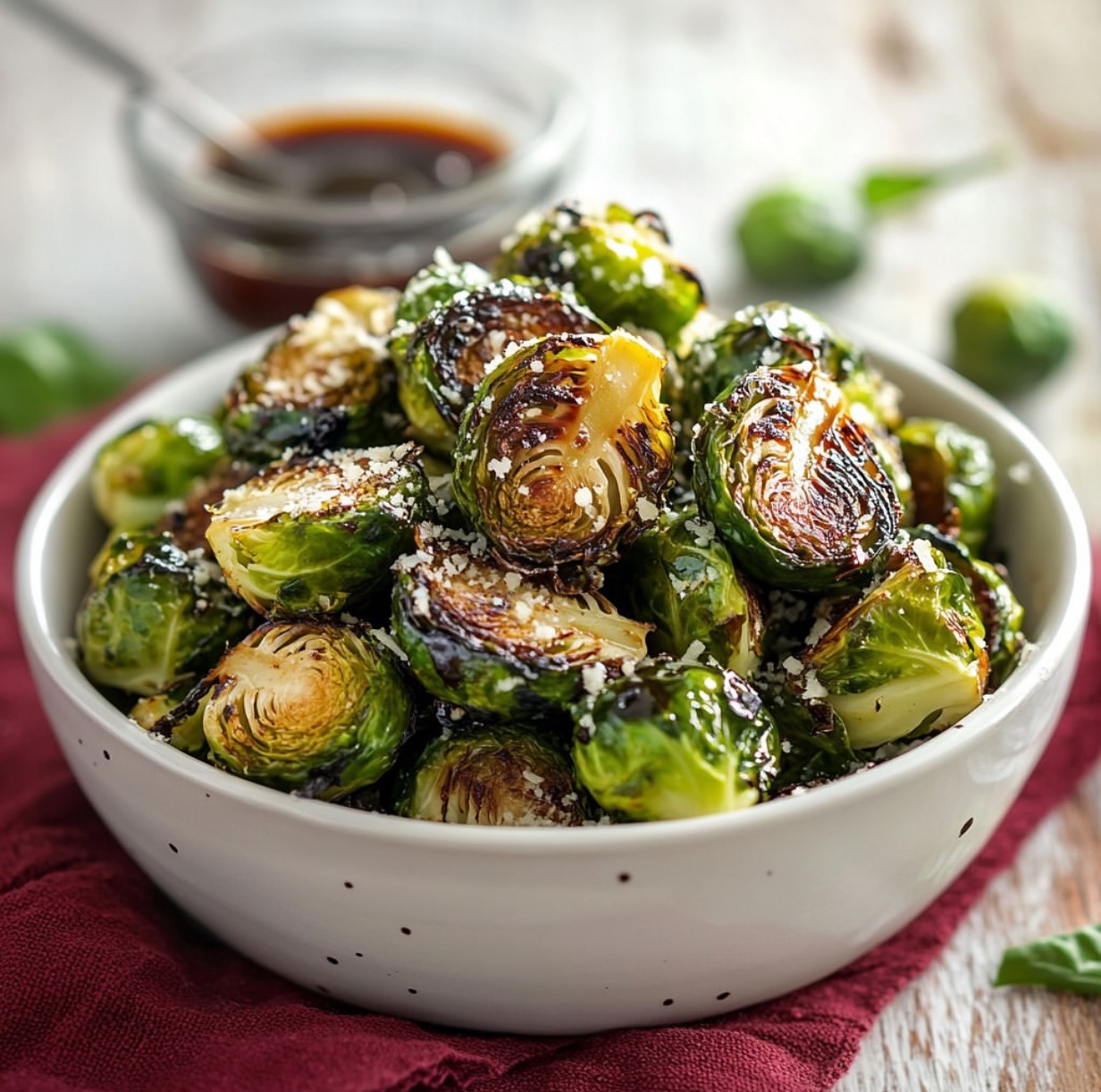 Crispy Garlic Brussels Sprouts with Sriracha Aioli
