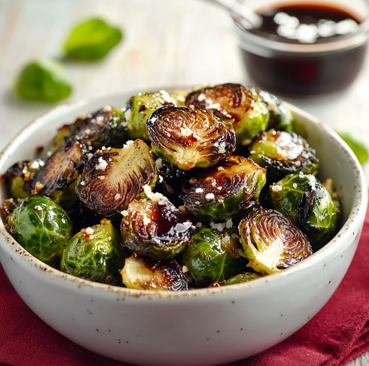 Crispy Garlic Brussels Sprouts with Sriracha Aioli