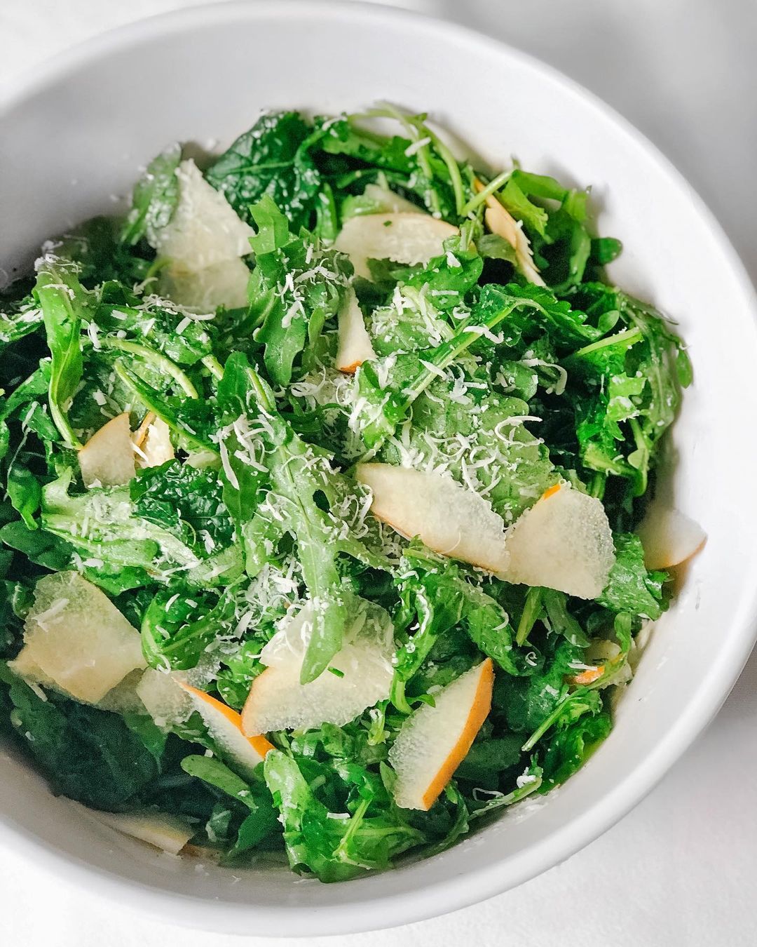 Arugula Pear Parmesan Salad with Fresh Dressing