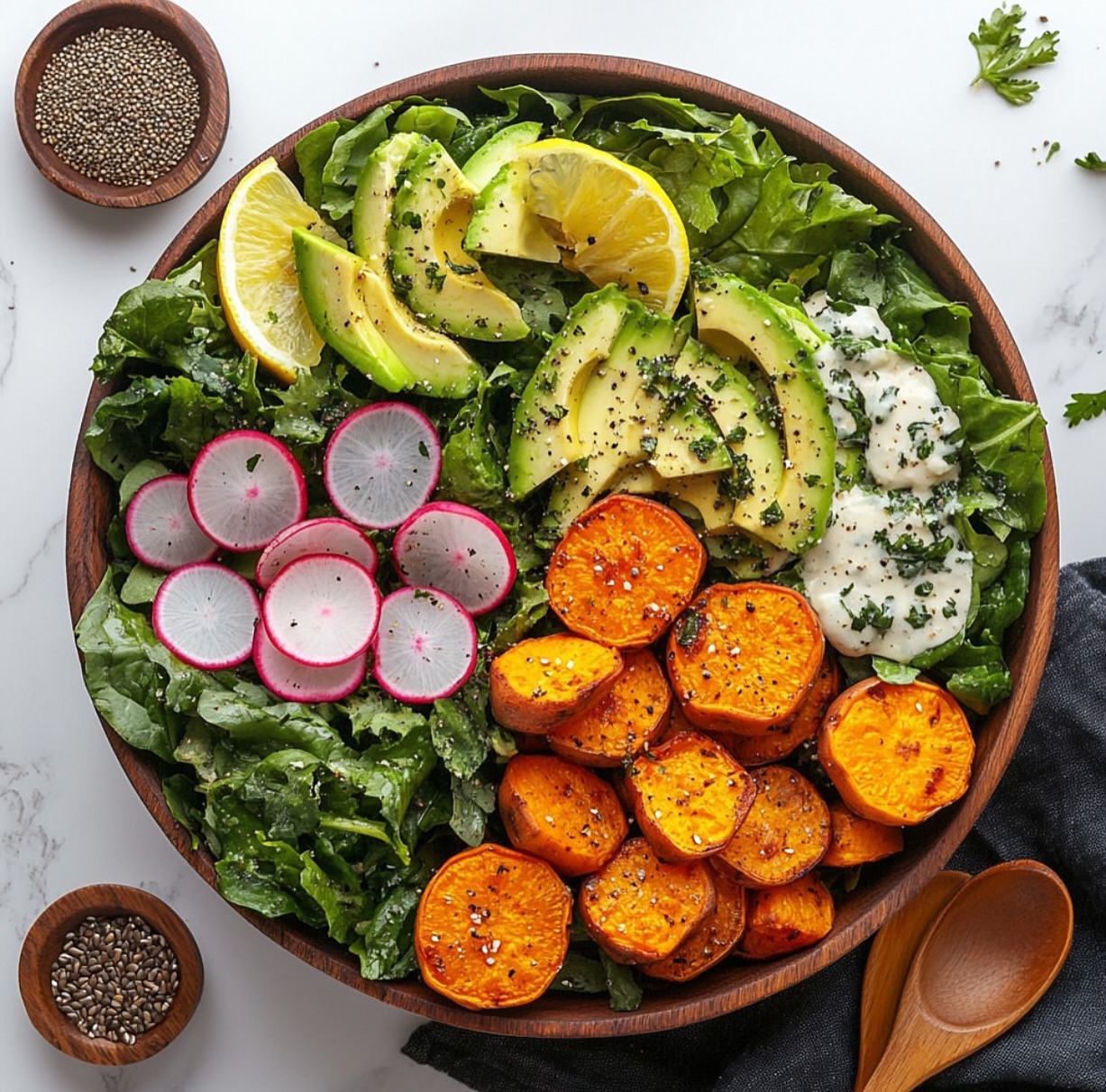 Sweet Potato and Avocado Green Salad