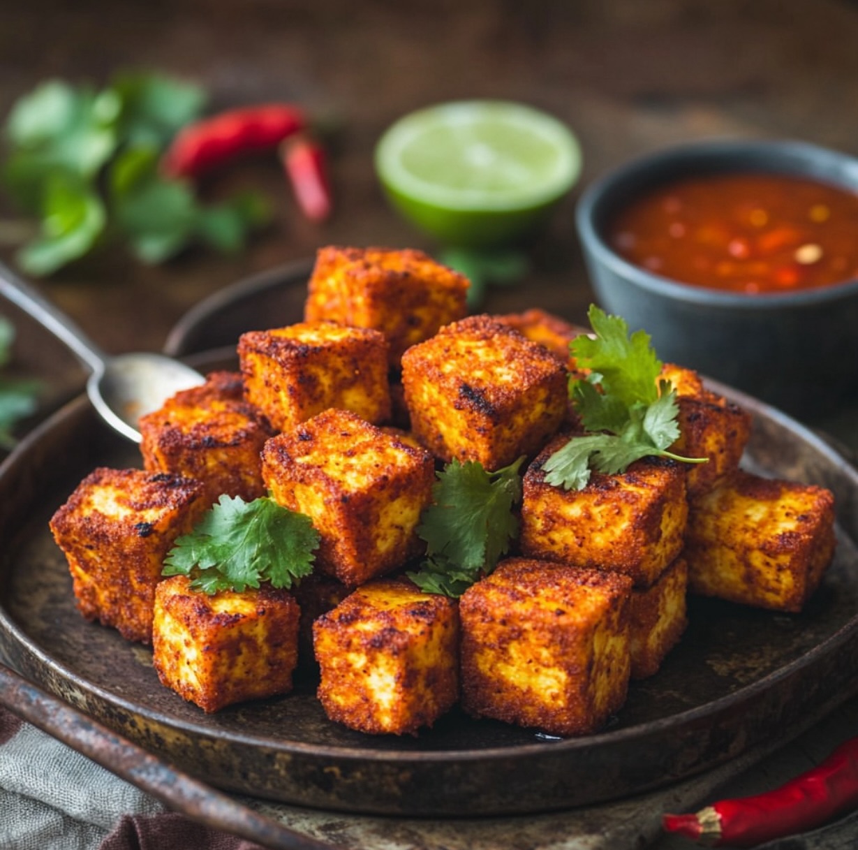 Baked Crispy Peanut Tofu