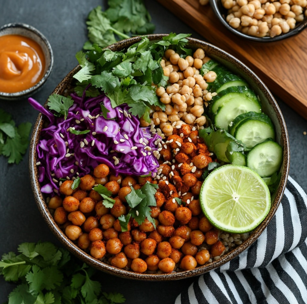 Crispy Miso Chickpea Bowls with Dressing