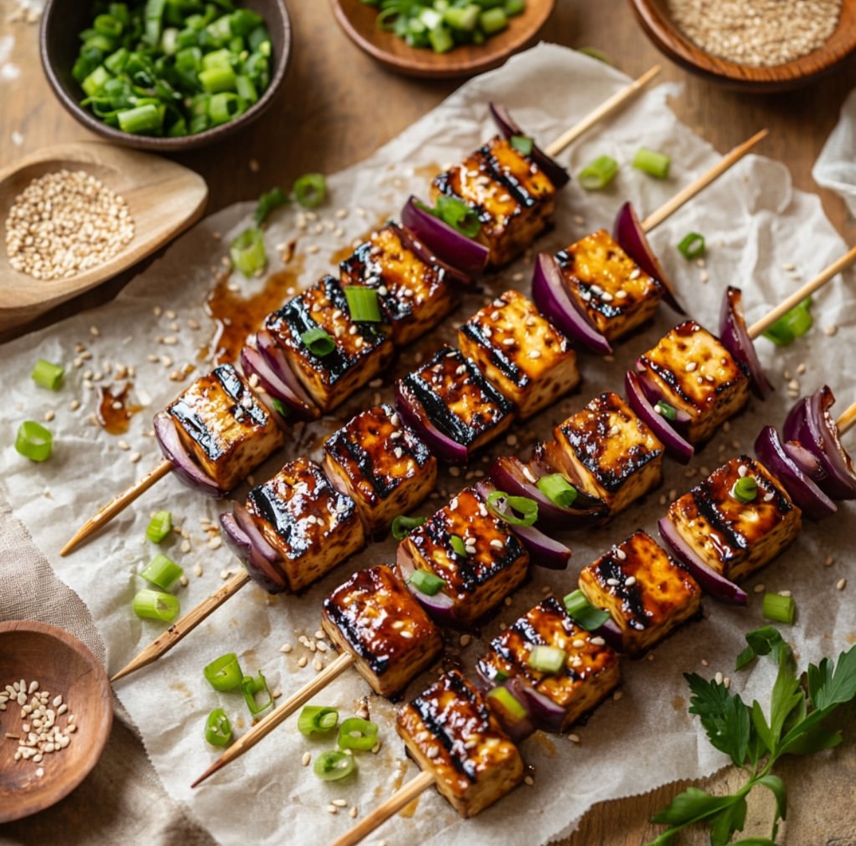 Grilled Teriyaki Tofu Skewers