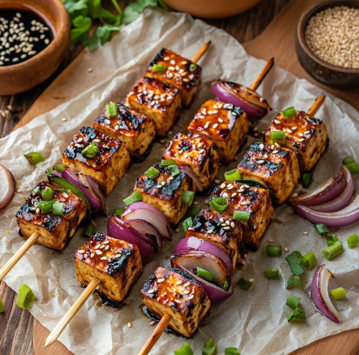 Grilled Teriyaki Tofu Skewers