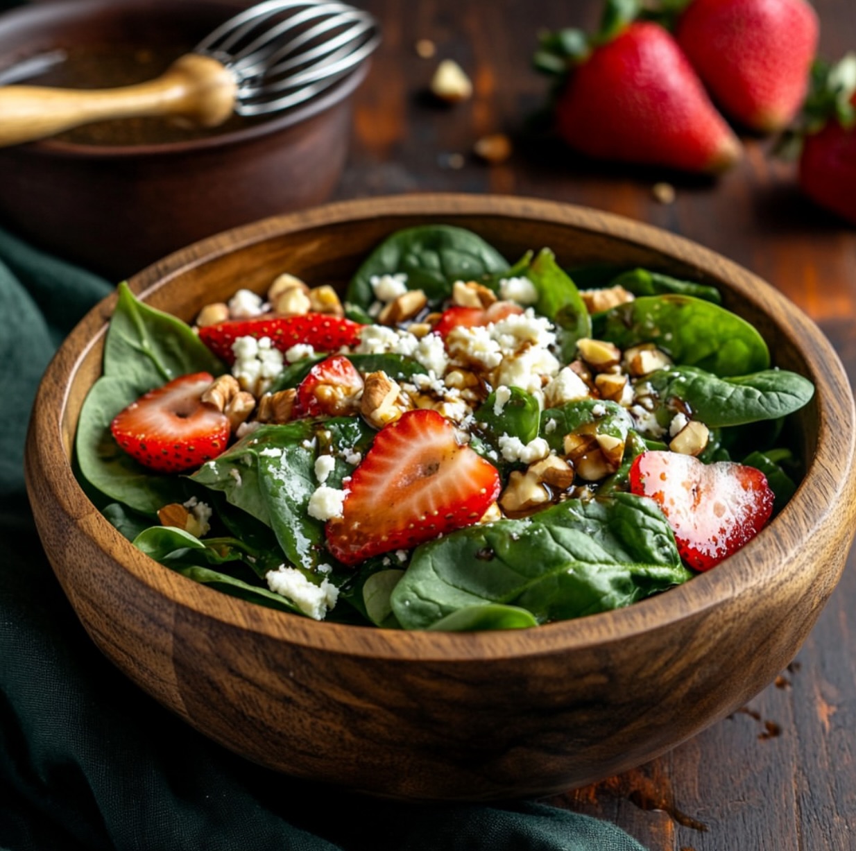 Strawberry Spinach Salad with Candied Hazelnuts