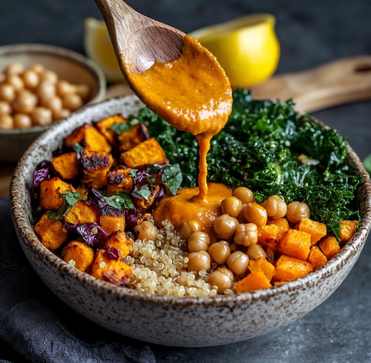 Hearty Kale Salad with Chipotle Pecan Pesto