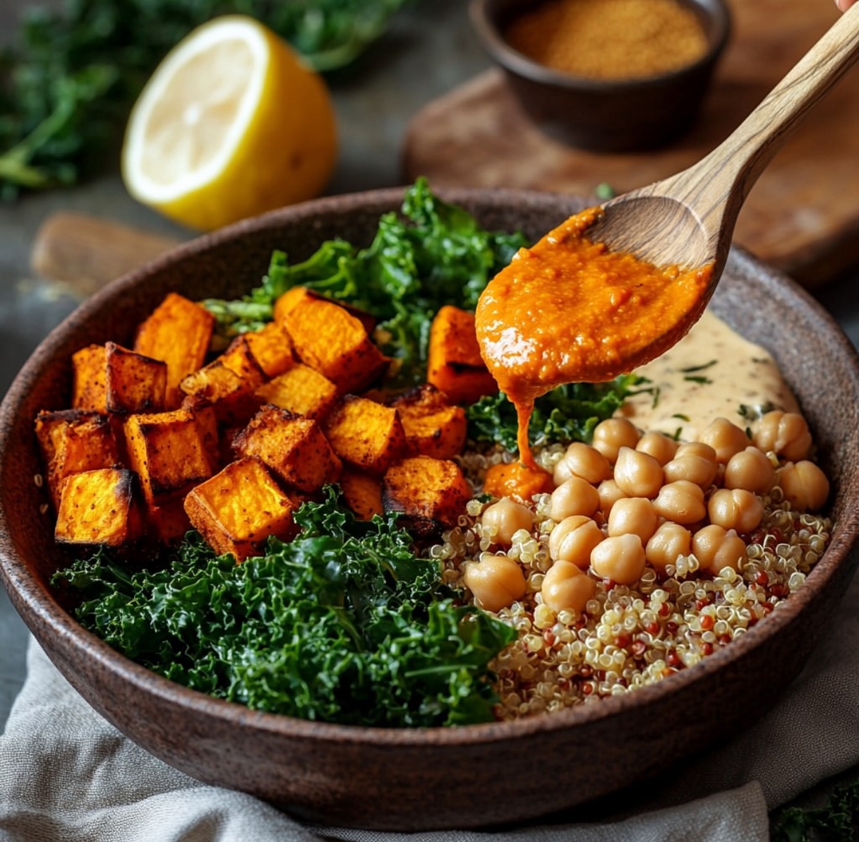 Hearty Kale Salad with Chipotle Pecan Pesto