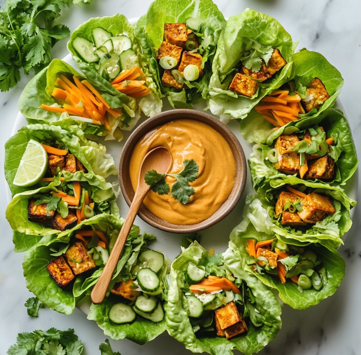 Crispy Tofu and Eggplant Lettuce Wraps
