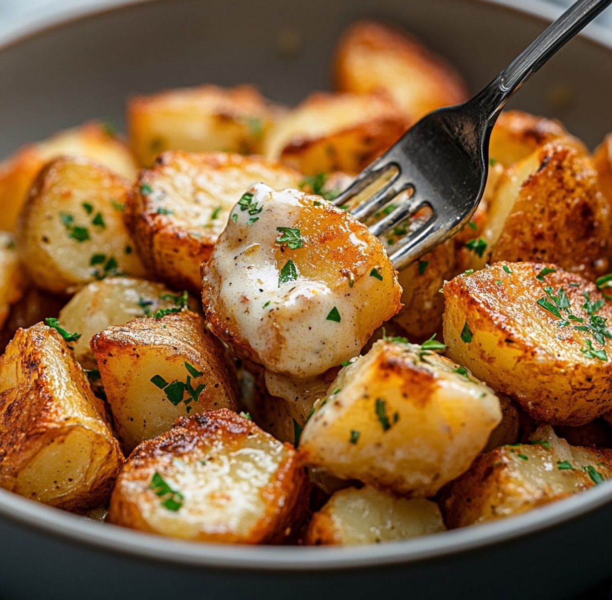 Addictive Roasted Potatoes with Dressing