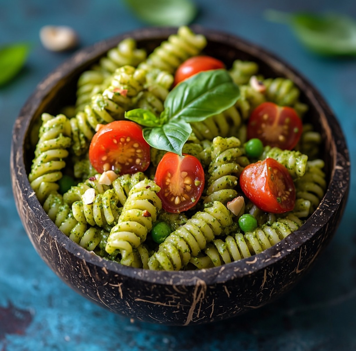 Pesto Pasta with Roasted Chickpeas