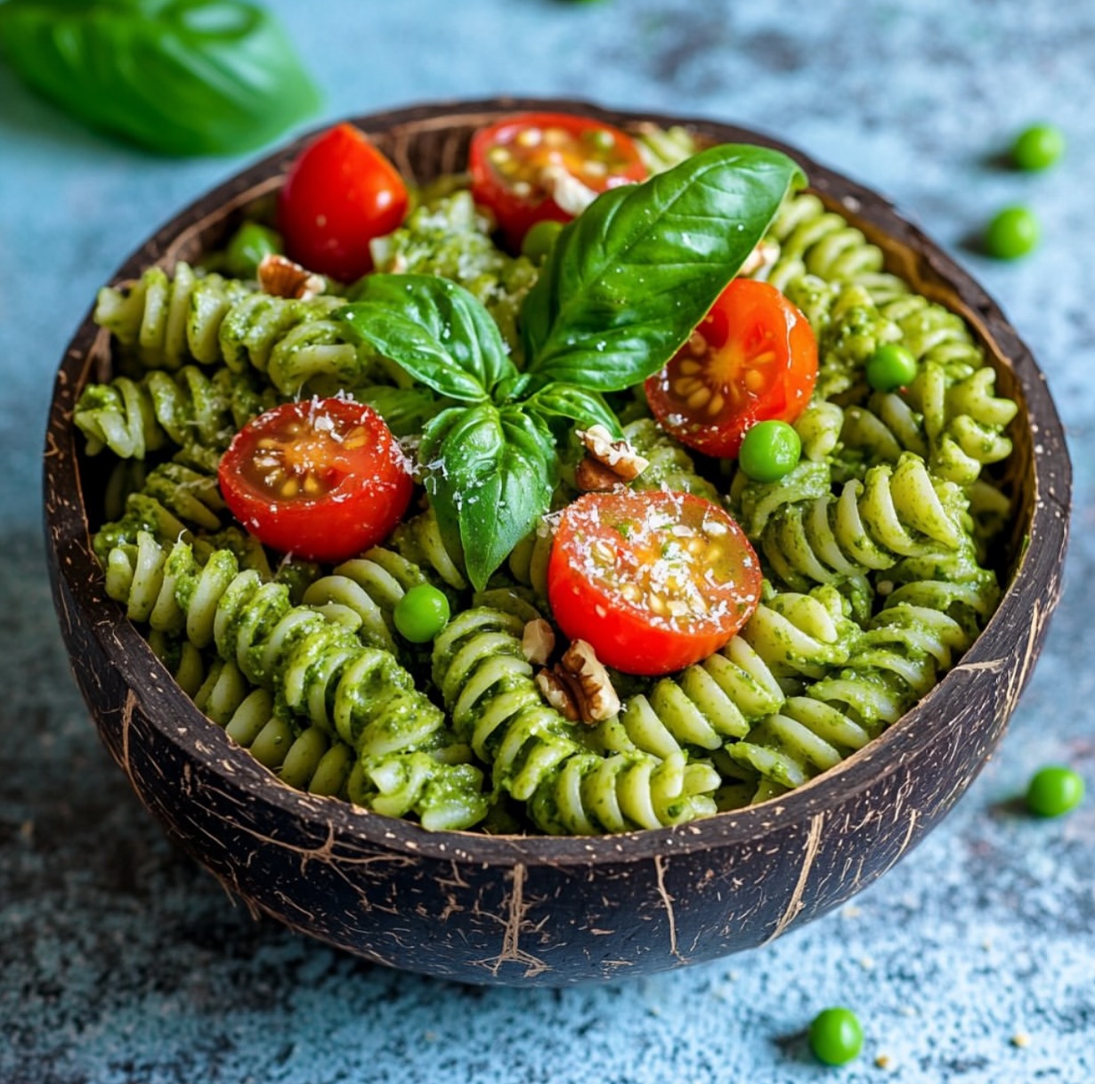 Pesto Pasta with Roasted Chickpeas