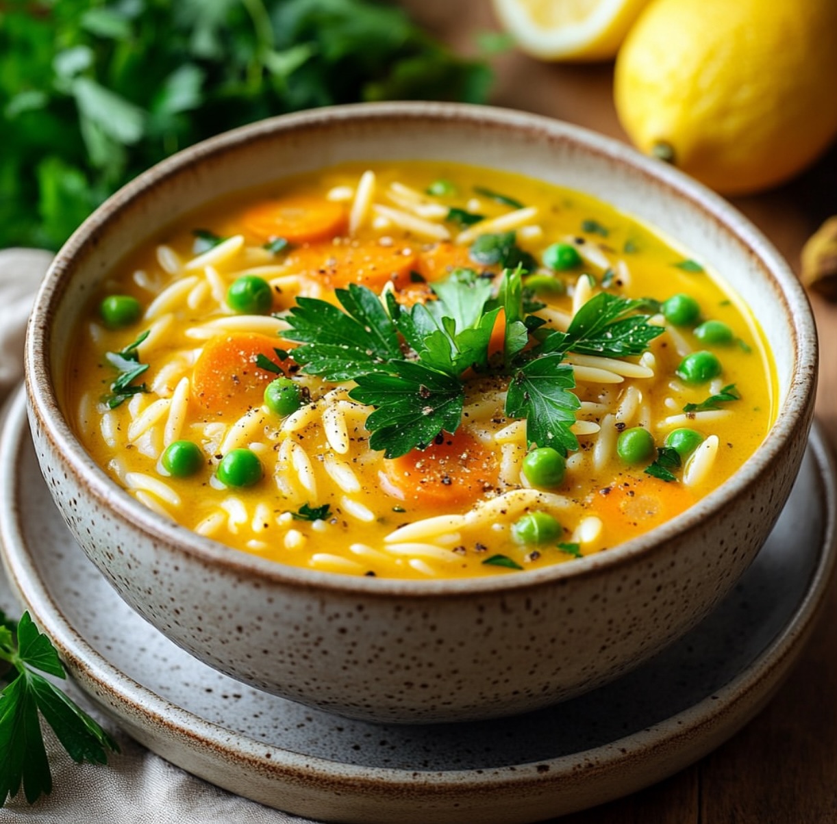 Vegan Lemon Orzo Soup