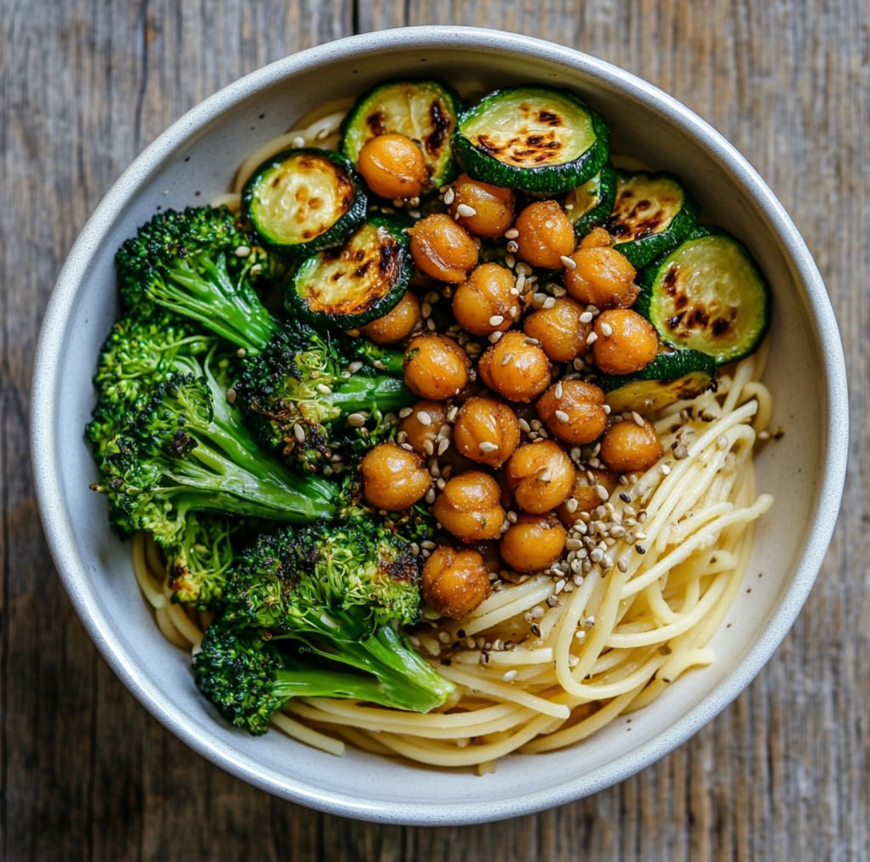 Vegan Bucatini with Vegetables