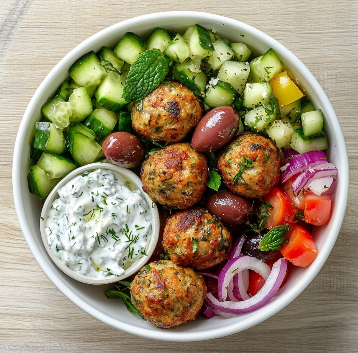 Vegan Greek Meatballs with Tzatziki