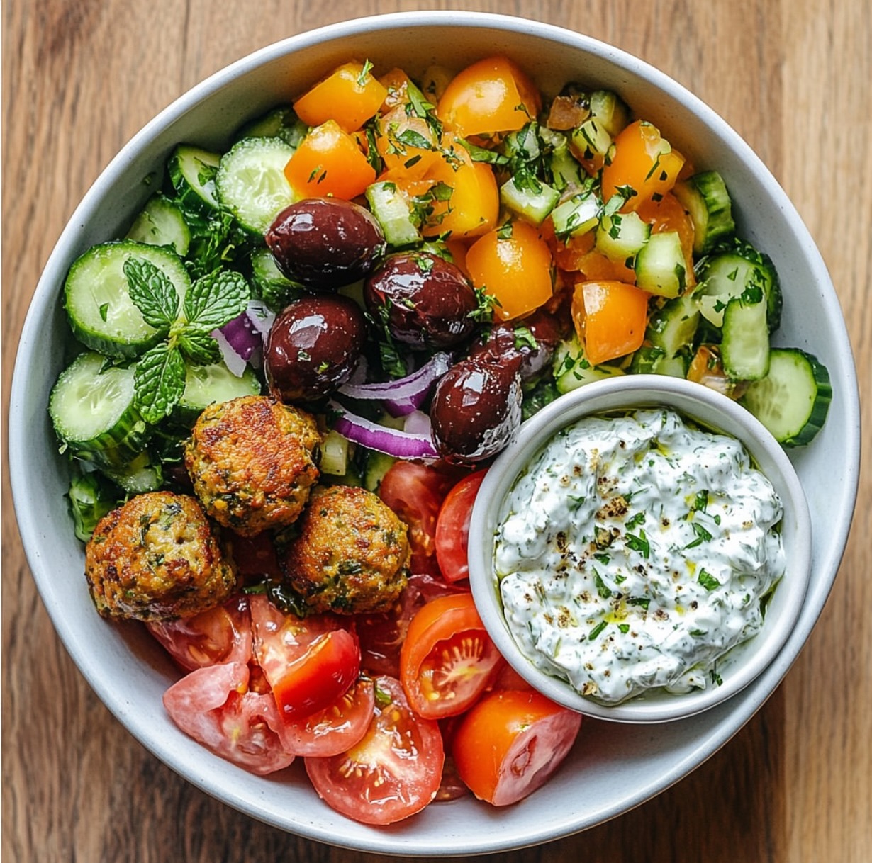 Vegan Greek Meatballs with Tzatziki