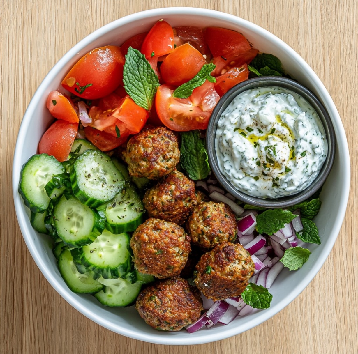 Vegan Greek Meatballs with Tzatziki