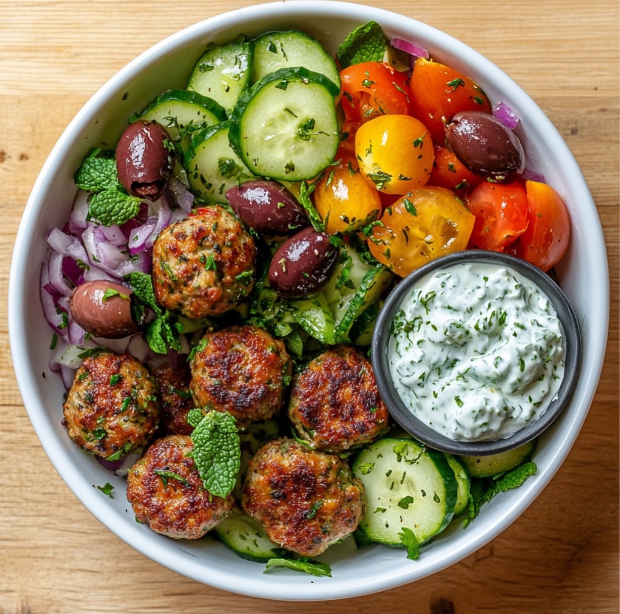 Vegan Greek Meatballs with Tzatziki