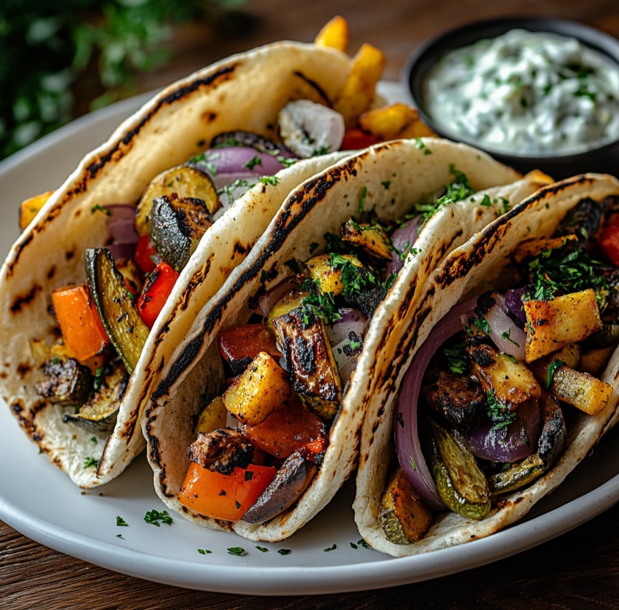 Vegan Veggie Gyros with Tzatziki