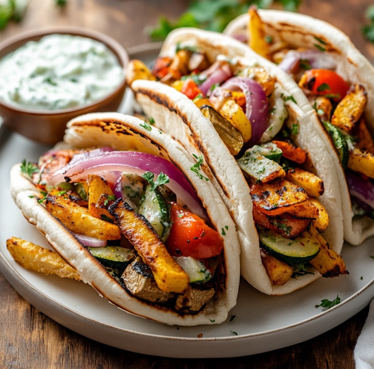 Vegan Veggie Gyros with Tzatziki