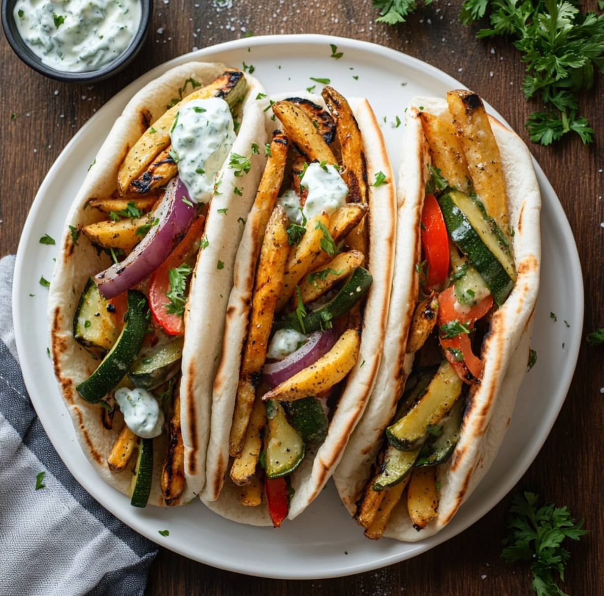 Vegan Veggie Gyros with Tzatziki
