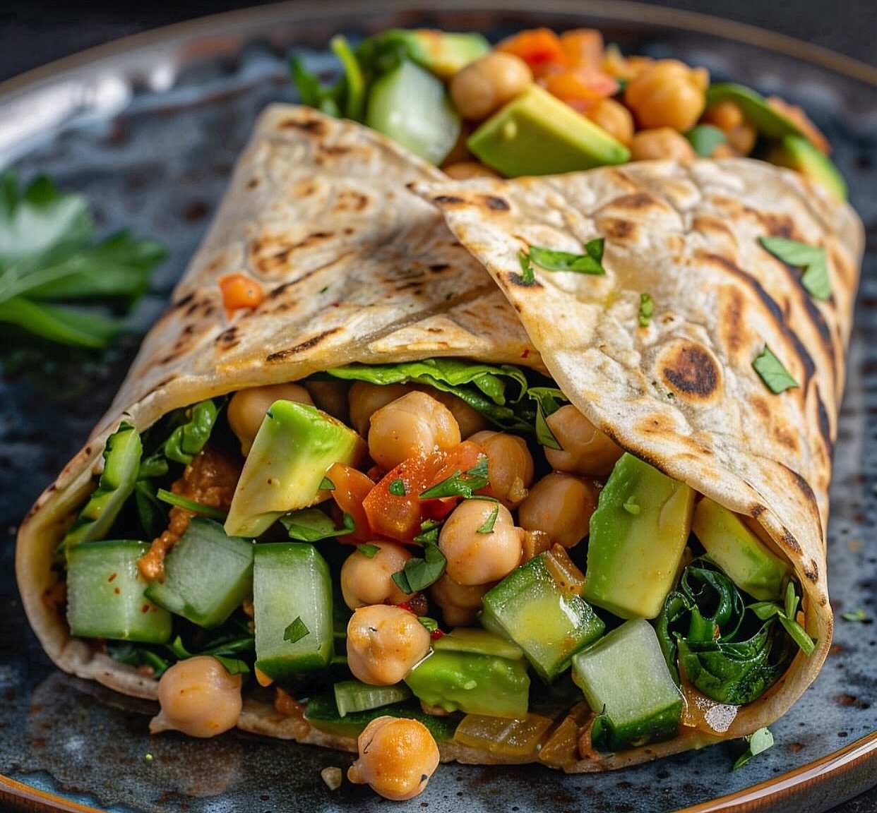 Vegan Tortilla Wrap with Fresh Veggies