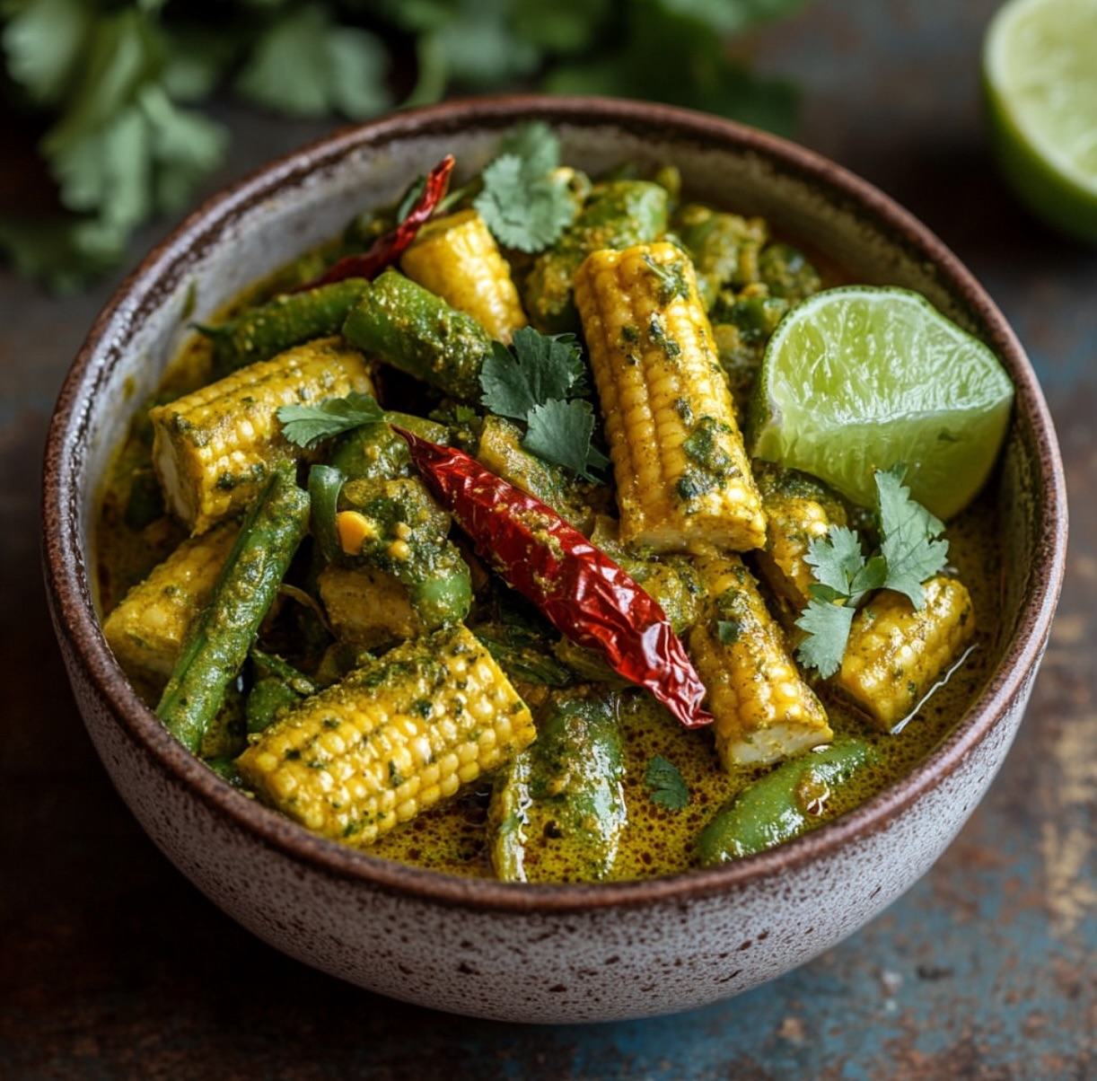 Baby Corn and Green Bean Masala
