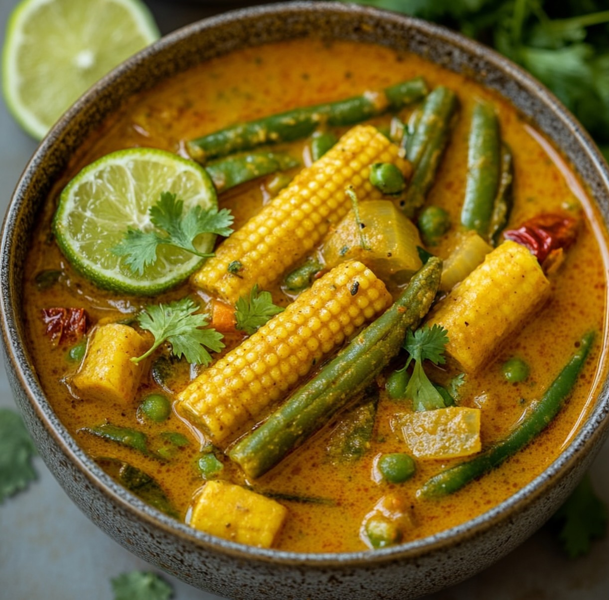 Baby Corn and Green Bean Masala