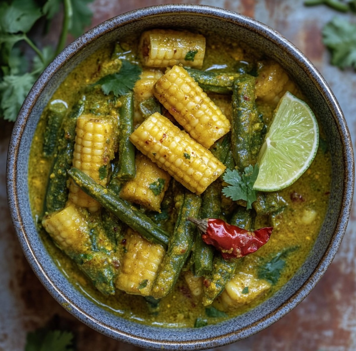 Baby Corn and Green Bean Masala