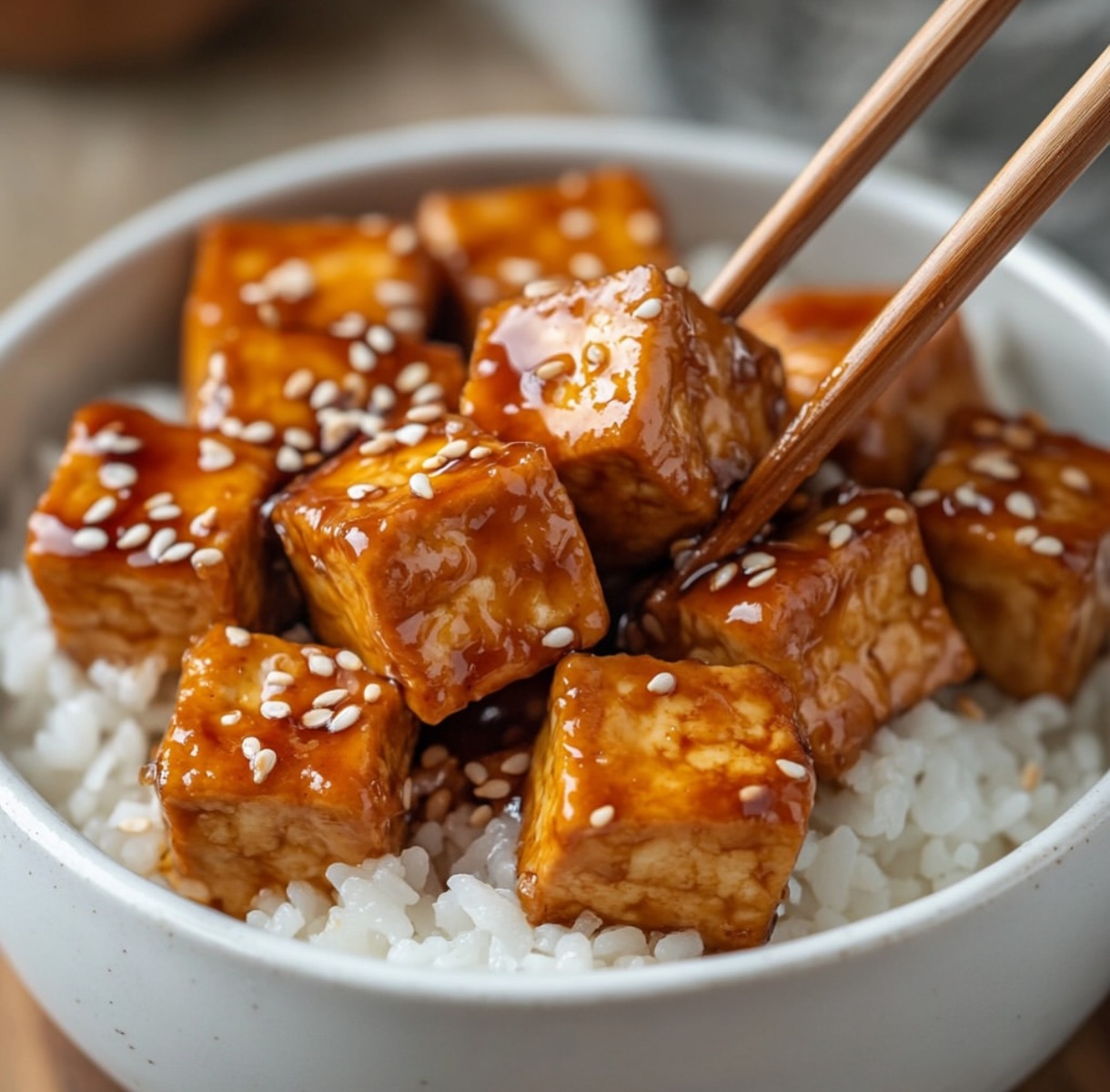 Sticky Sesame Crispy Tofu