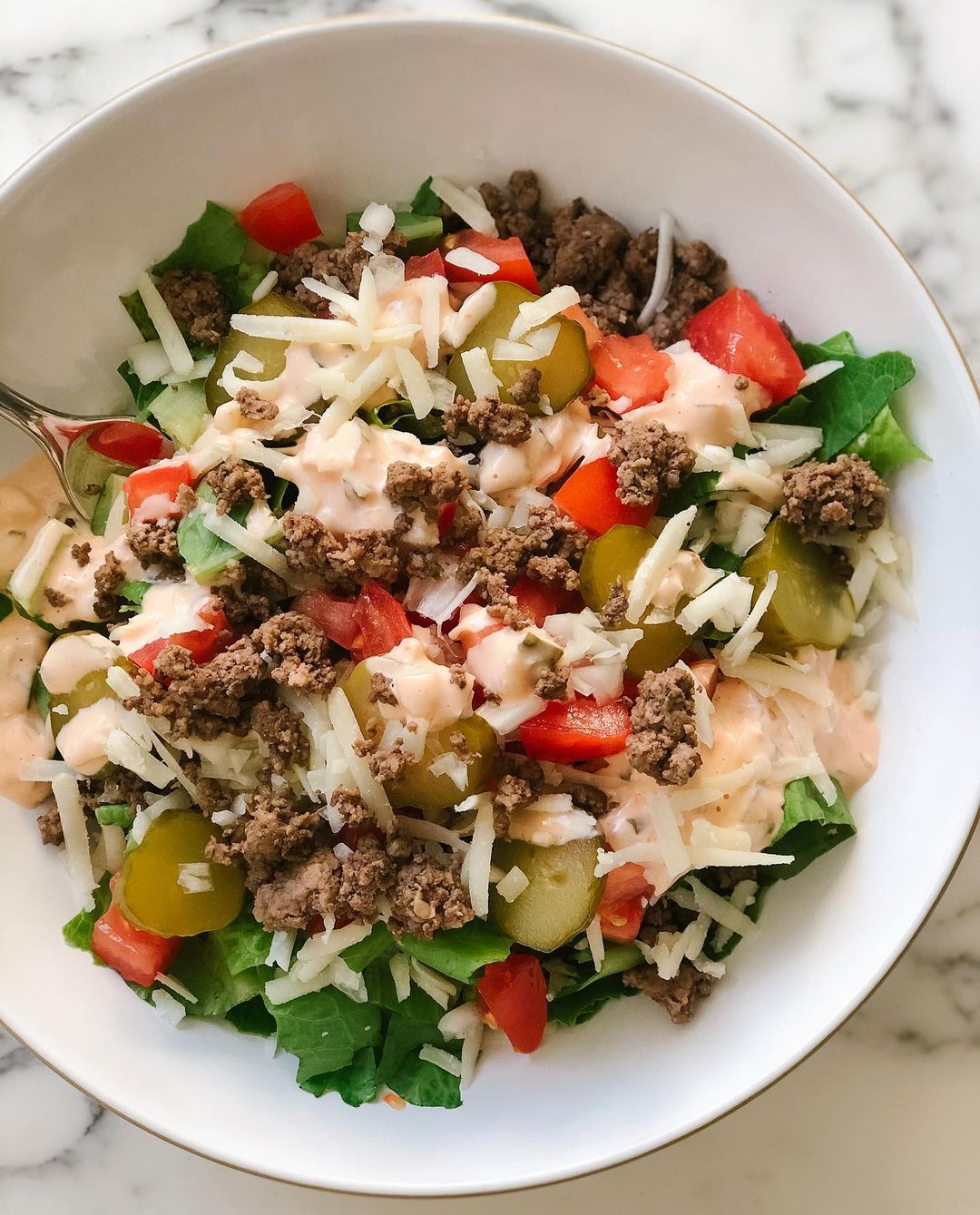 Easy Big Mac Inspired Salad with Quick Dressing