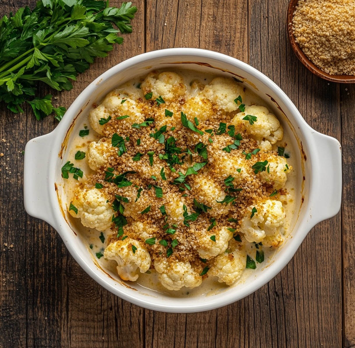 Vegan Cheesy Cauliflower Bake
