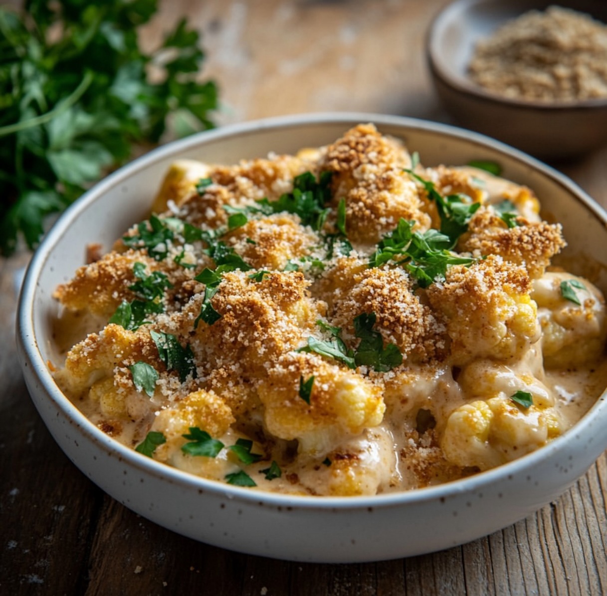 Vegan Cheesy Cauliflower Bake