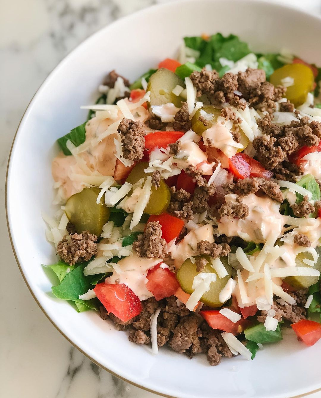Easy Big Mac Inspired Salad with Quick Dressing