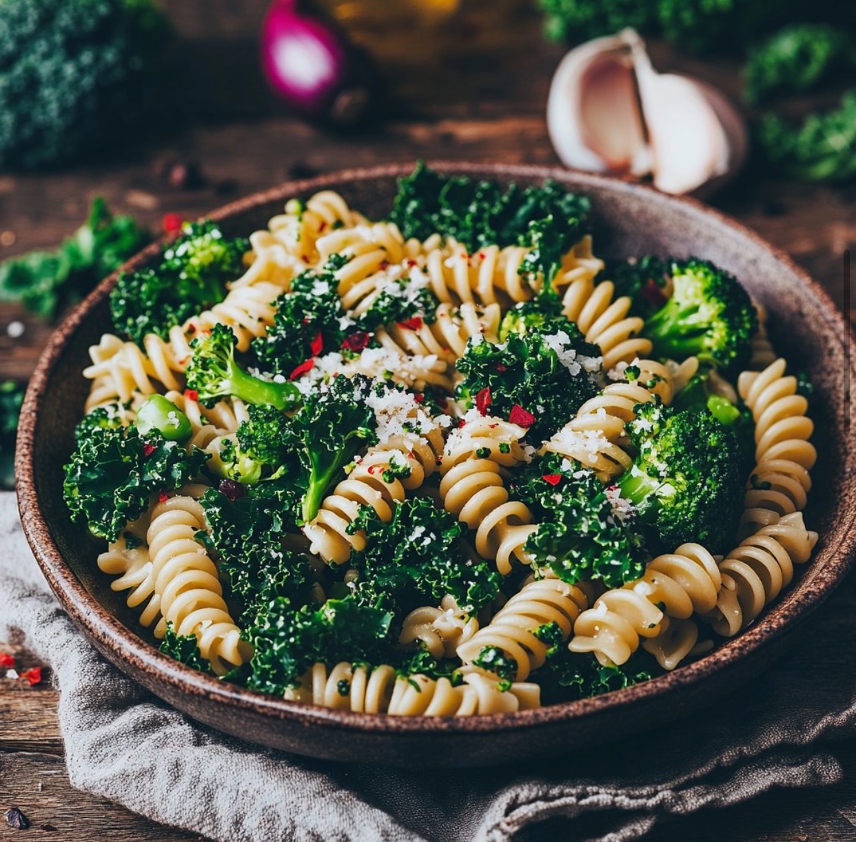 Kale and Broccoli Pasta