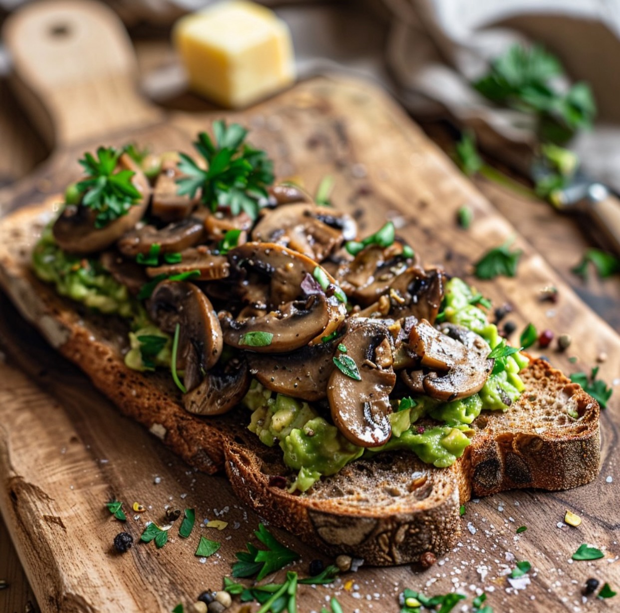 Garlicky Mushroom and Avocado Toast