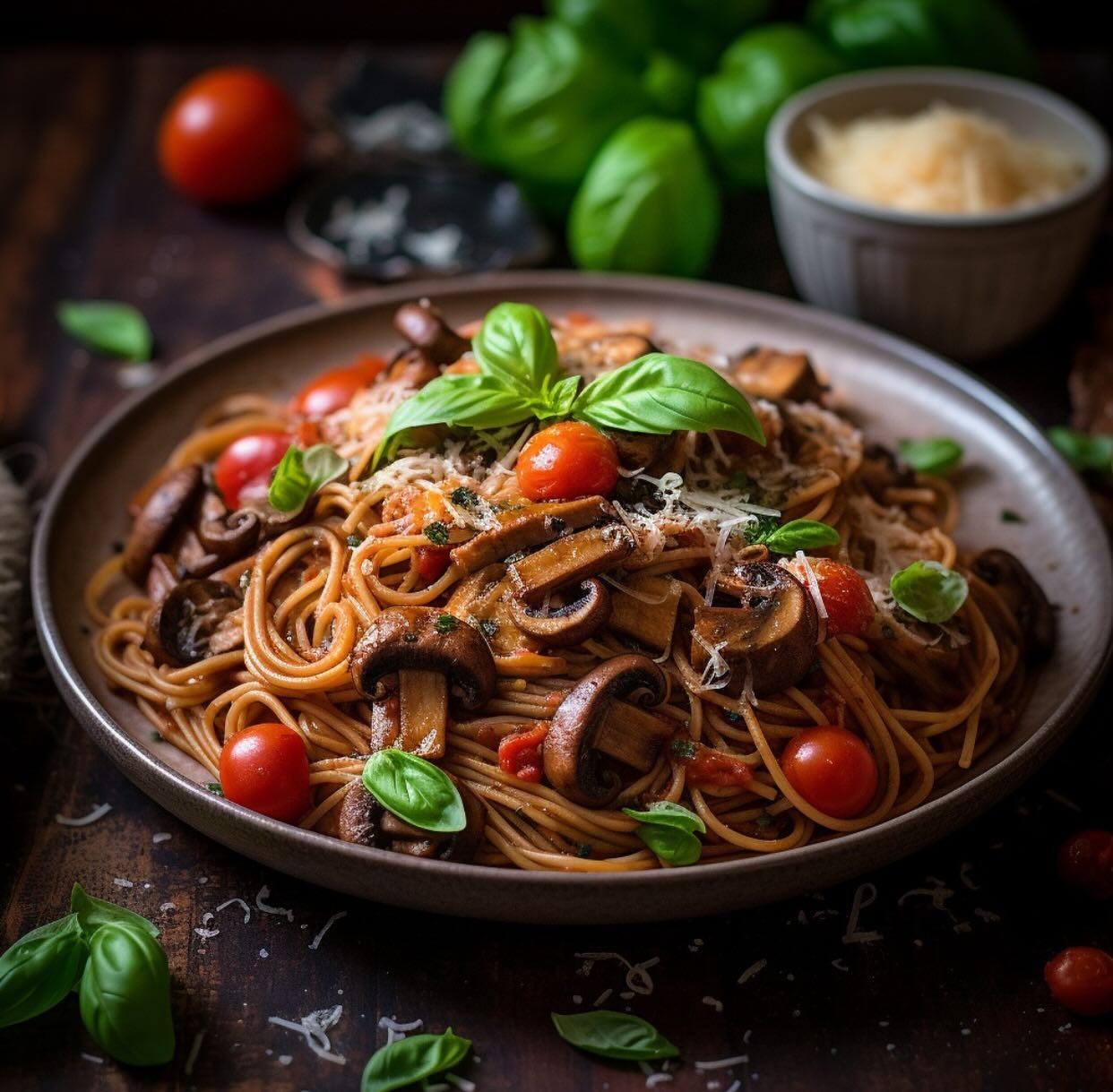 Vegan Mushroom Tomato Pasta